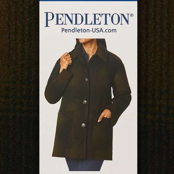 Pendleton Ladies' Wool Blend Plaid Topper Coat (Exploded Rainbow,L) - Picture 2 of 9